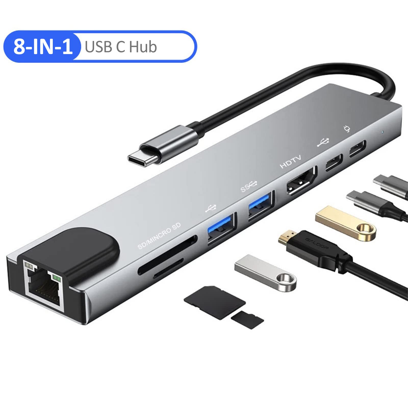 TYPE-C to HDTV 8 in 1 Adapter